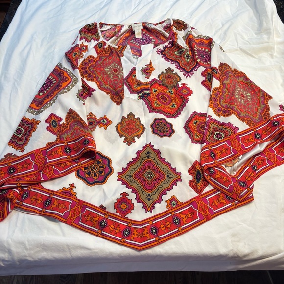Chico's Tops - Chicos Women’s Long Sleeve Blouse Multicolor Paisley Floral Size 1